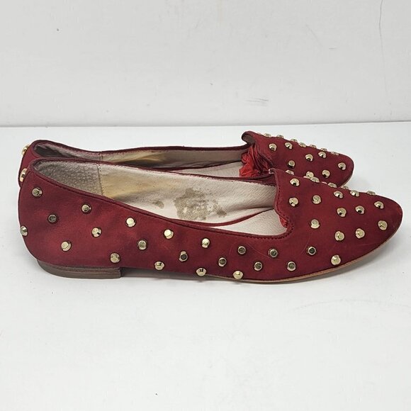 Michael Kors Women's Ailee Studded Suede Smoking Flats Cinnabar, Women's 9M - Picture 3 of 7